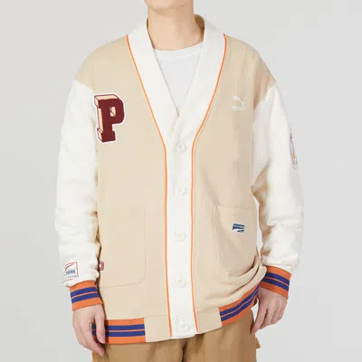 Puma Team Badge V-neck Jacket 'beige' In Neutral