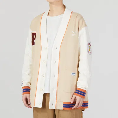 Puma Team Badge V-neck Jacket 'beige' In Neutral