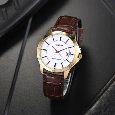 Casio Quartz Limited Edition Waterproof White Dial Mens White Analog In Gold