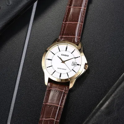 Casio Quartz Limited Edition Waterproof White Dial Mens White Analog In Gold