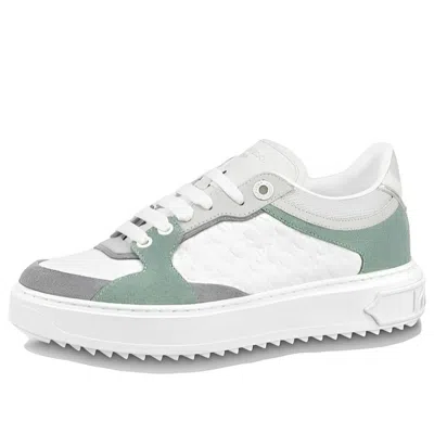 Pre-owned Louis Vuitton (wmns)  Time Out Sneakers 'white Mini Monogram With Green Grey' In Multi