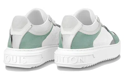 Pre-owned Louis Vuitton (wmns)  Time Out Sneakers 'white Mini Monogram With Green Grey' In Multi