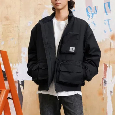 Converse Short Down Bomber Jacket 'black' In Blue