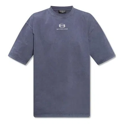Balenciaga Unity Icon T-shirt 'grey' In Blue