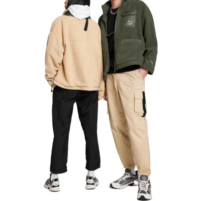 Puma Patch Pocket Sherpa Jacket 'beige' In Multi