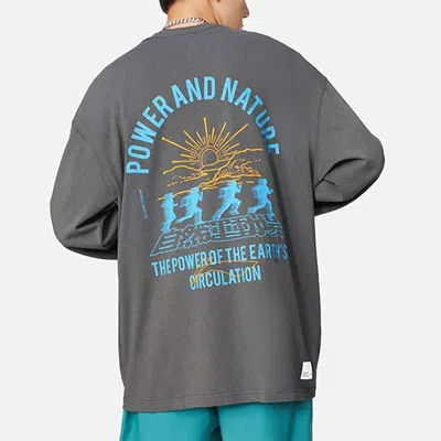 Li-ning Power And Nature Graphic Sweatshirt 'shadow Grey' In Gray