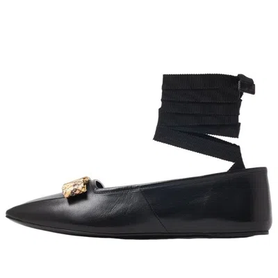 Gucci Logo-plaque Leather Ballerina Shoes In Black