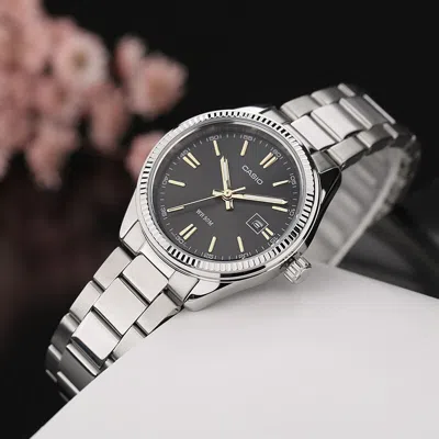 Casio Stainless Steel Strap Quartz Waterproof Black Watch Dial Black Analog