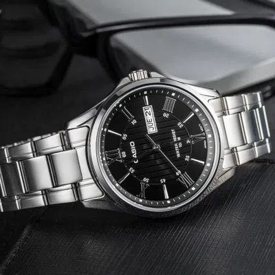 Casio Waterproof Stainless Steel Strap Mens Silverblack Analog