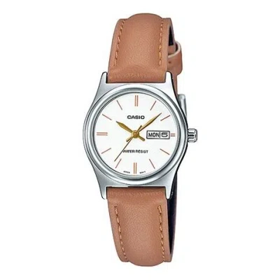 Casio Quartz Waterproof White Analog In Brown