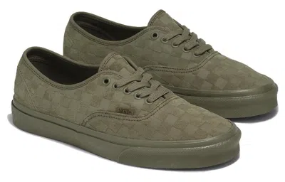 Vans Authentic Mono Checkerboard 'olive' In Green