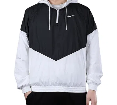 Nike Men's  Sb Shield Skateboard Half Zipper Pullover Splicing Interchange Jacket 'black White'