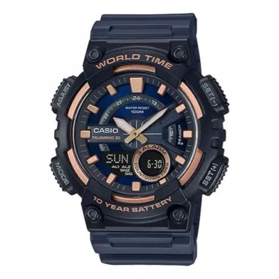 Casio Waterproof Sports Quartz Mens Black Analog/digital Combo In Blue