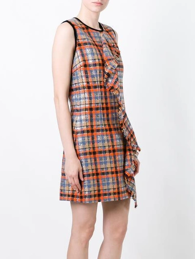 Shop Msgm Plaid Ruffled Dress