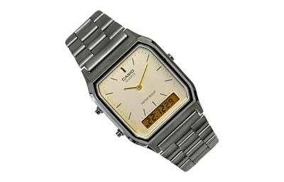 Casio Waterproof Stainless Steel Strap Mens Gray Analog/digital Combo