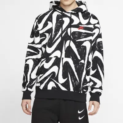 Nike Athleisure Casual Sports Printing Fleece Black