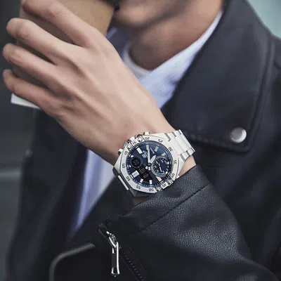 Casio Edifice Waterproof Analog-digital Watch 'marine Blue Silver'