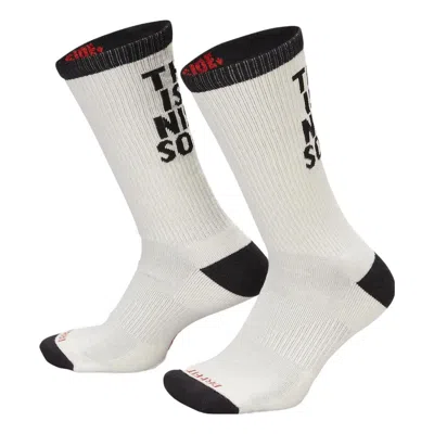 Nike Everyday Plus Cushioned Crew Socks 'sail Black' In White