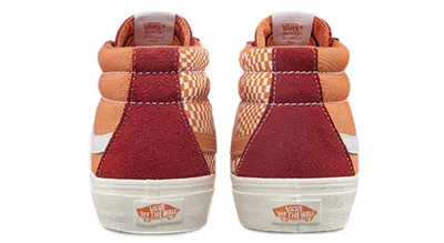 Vans Sk8-mid Retro Mid-top Casual Skate Shoes Unisex Red Orange Splicing 'orange Red' In Brown