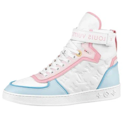 Pre-owned Louis Vuitton (wmns)  Boombox Ankle Sneakers 'white Monogram With Pink And Blue'