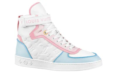 Pre-owned Louis Vuitton (wmns)  Boombox Ankle Sneakers 'white Monogram With Pink And Blue'