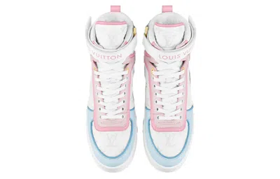 Pre-owned Louis Vuitton (wmns)  Boombox Ankle Sneakers 'white Monogram With Pink And Blue'