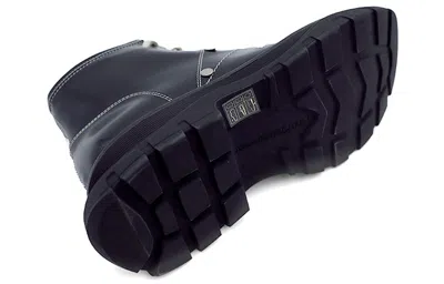 Alexander Mcqueen Contrast Stitching Chunky Outsole Patent Leather Combat Boots In Black