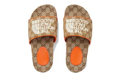 Gucci (wmns)  Slide X The North Face 'beige Orange Monogram'