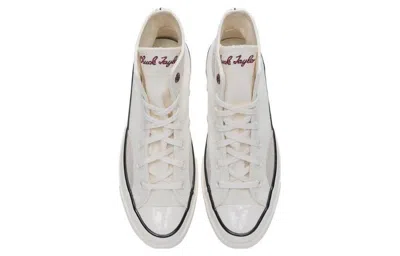 Converse Logo Embroidered High Upper Board Shoes In White