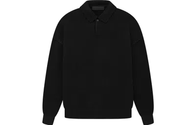 Essentials Fear Of God  The Black Collection Knit Polo Shirt 'jet Black'