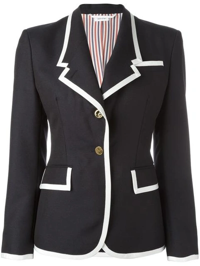 Thom Browne Wide Lapel Wool & Mohair Jacket In Blu