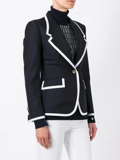 Shop Thom Browne Grosgrain Trim Blazer