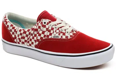 Vans Comfy Cush Era Men's Low Shoe Tear Check Racing Red/true White In Multi