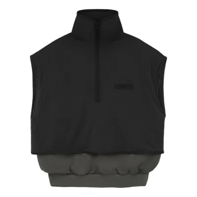 Essentials Fear Of God  Ss24 Nylon Fleece Mockneck Vest 'ink Jet Black'