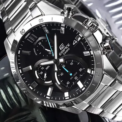 Casio Edifice Stainless Steel Strap Mens Blacksilver Analog