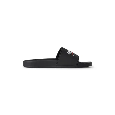Balenciaga Slide Sandals With Open Toe And Flat Sole In Black