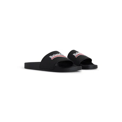 Balenciaga Slide Sandals With Open Toe And Flat Sole In Black