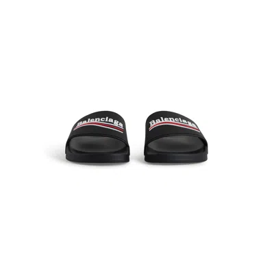 Balenciaga Slide Sandals With Open Toe And Flat Sole In Black