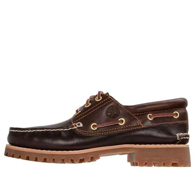 Timberland Authentic Brown Loafers With Embossed Logo On The Side In Leather Man