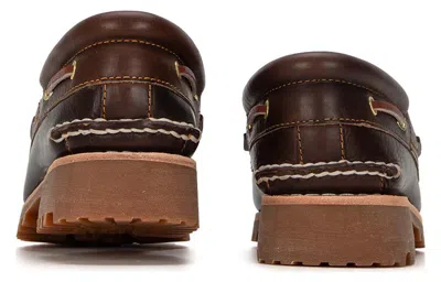 Timberland Authentic Brown Loafers With Embossed Logo On The Side In Leather Man