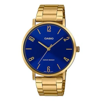 Casio Quartz Waterproof Blue Watch Dial Blue Analog In Gold