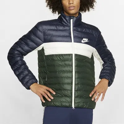 Nike Athleisure Casual Sports Stand Collar Protection Against Cold Stay Warm Jacket Blue Green Color In Multi