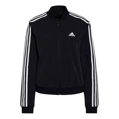 Adidas Originals Striped-sleeve Zip-up Sweatshirt In Black
