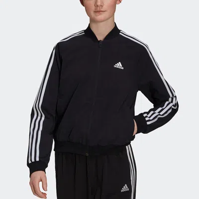 Adidas Originals Striped-sleeve Zip-up Sweatshirt In Black
