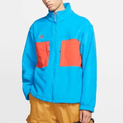 Nike Casual Cozy Contrasting Colors Fleece Jacket Blue