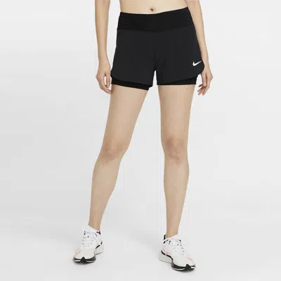 Nike (wmns)  Eclipse 2-in-1 Running Training Solid Color Sports Woven Shorts Black