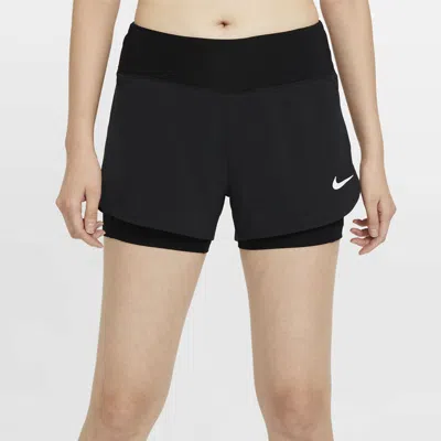 Nike (wmns)  Eclipse 2-in-1 Running Training Solid Color Sports Woven Shorts Black