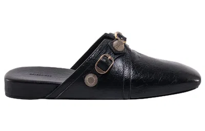Balenciaga Cozy Cagole Leather Flat Mules In Black