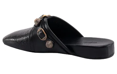 Balenciaga Cozy Cagole Leather Flat Mules In Black