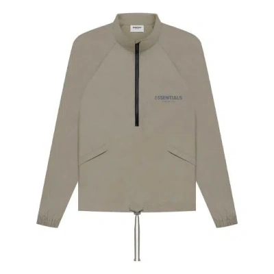 Essentials Fear Of God  Ss21 Half Zip Track Jacket Taupe In Burgundy